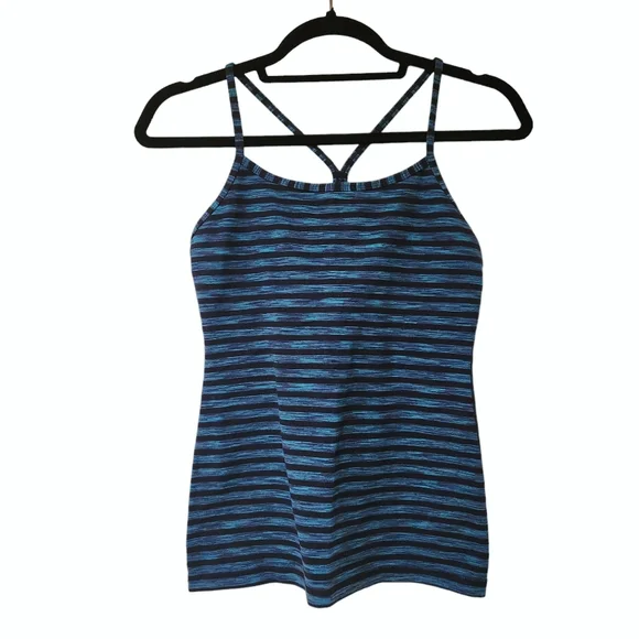 Lululemon Racerback Yoga Tank Top - Turquoise Blue Stripe - Picture 1 of 6